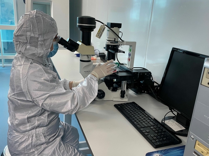 Nghiên cứu khoa học tại Viện tế bào gốc, trường Đại học Khoa học Tự nhiên, Đại học Quốc gia TP HCM, năm 2023. Ảnh: Hà An