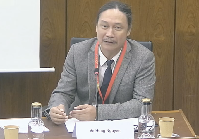 Chuyên gia về xây dựng chỉ số đổi mới sáng tạo cấp địa phương từ Bộ Khoa học và Công nghệ chia sẻ tại hội thảo. Ảnh chụp màn hình