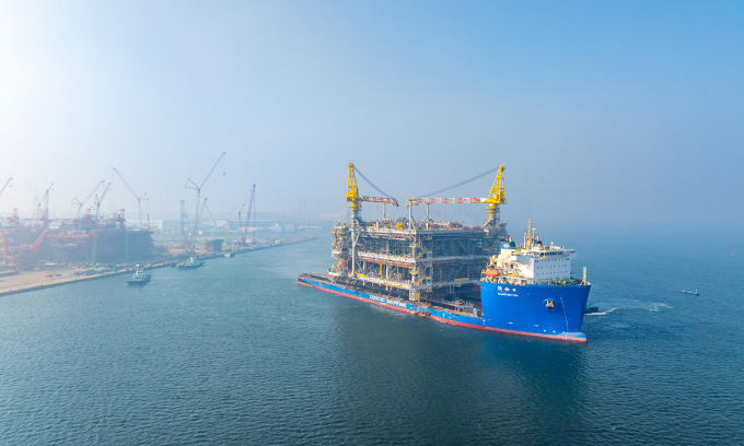 Giàn khoan dầu khí ngoài khơi lớn nhất do Trung Quốc chế tạo cho thị trường nước ngoài. Ảnh: CMG