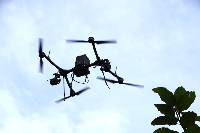 Drone được thử nghiệm hoạt động trong Khu công nghệ cao TP HCM năm 2022. Ảnh: Hà An