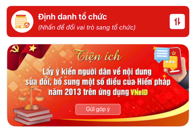 Giao diện đóng góp ý kiến cho Hiến pháp sửa đổi trên VNeID. Ảnh: Chụp màn hình