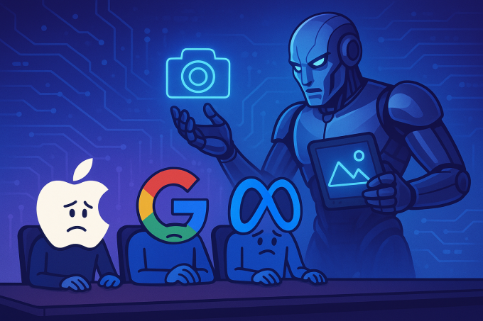 Minh họa Apple, Google, Meta bị ảnh hưởng bởi AI. Ảnh: OpenAI/ChatGPT
