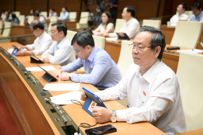 Đại biểu Quốc hội tại hội trường Diên Hồng. Ảnh: Cổng TTĐT Quốc hội