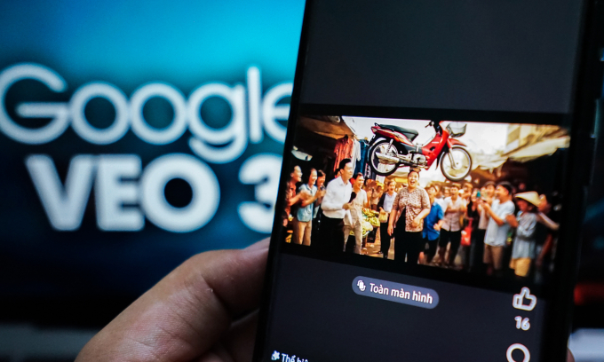 Một nội dung do Veo 3 tạo ra hiển thị trên smartphone. Ảnh: Bảo Lâm