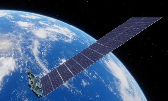 Mô phỏng một vệ tinh Starlink hoạt động trên quỹ đạo. Ảnh: La Nacion/ZUMA Press