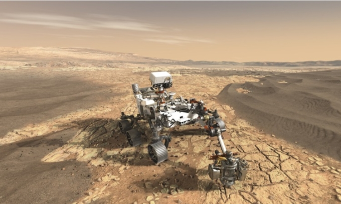 Mô phỏng robot Perseverance lấy mẫu vật sao Hỏa. Ảnh: Phòng thí nghiệm quốc gia Idaho