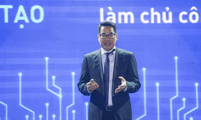 Ông Vũ Duy Hiền, Tổng Giám đốc Công ty NCS, phát biểu tại lễ ra mắt Hệ sinh thái sản phẩm an ninh mạng, ngày 2/7/2025. Ảnh: Lưu Quý